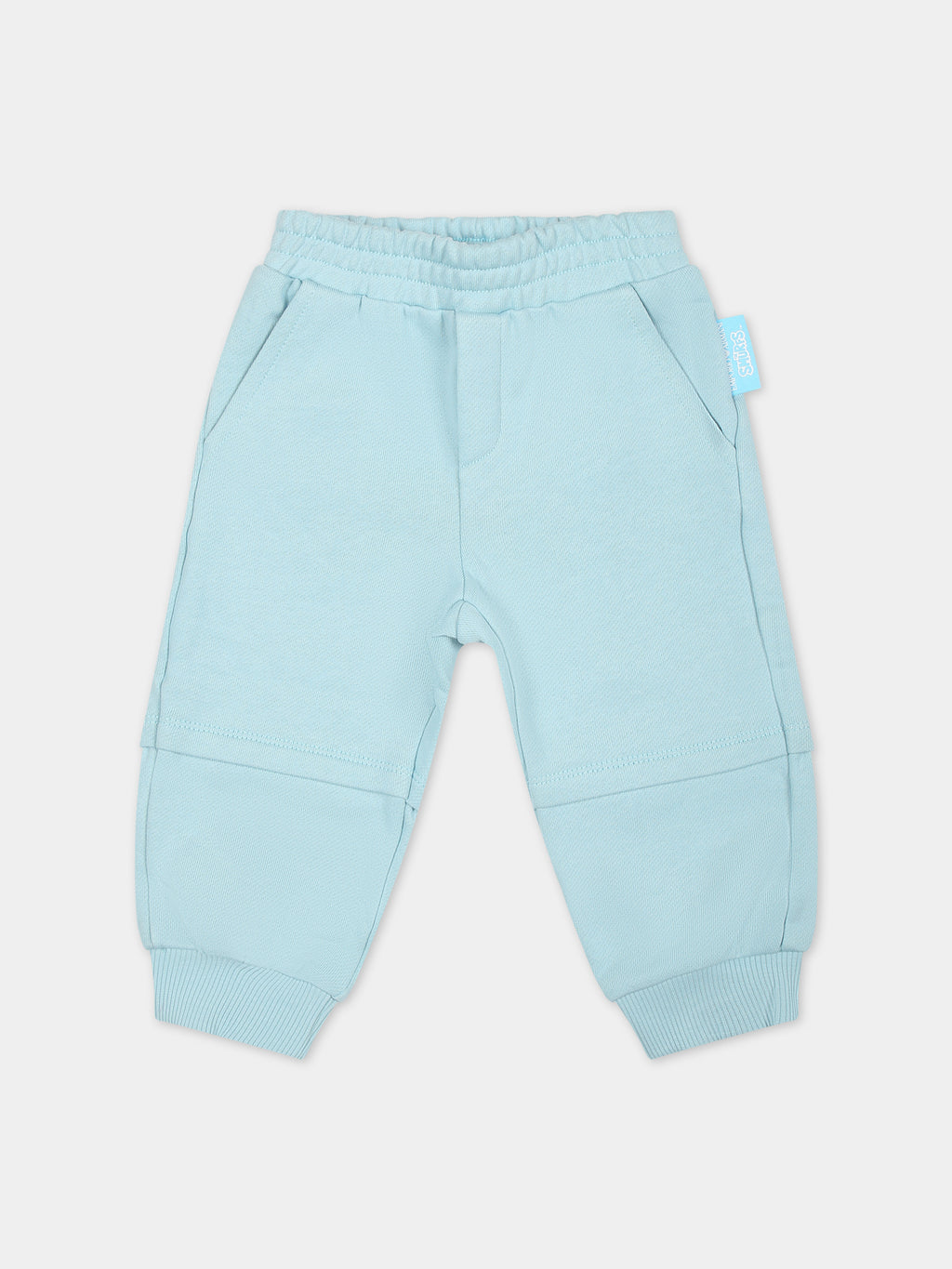 Light blue trousers for baby boy with Smurf